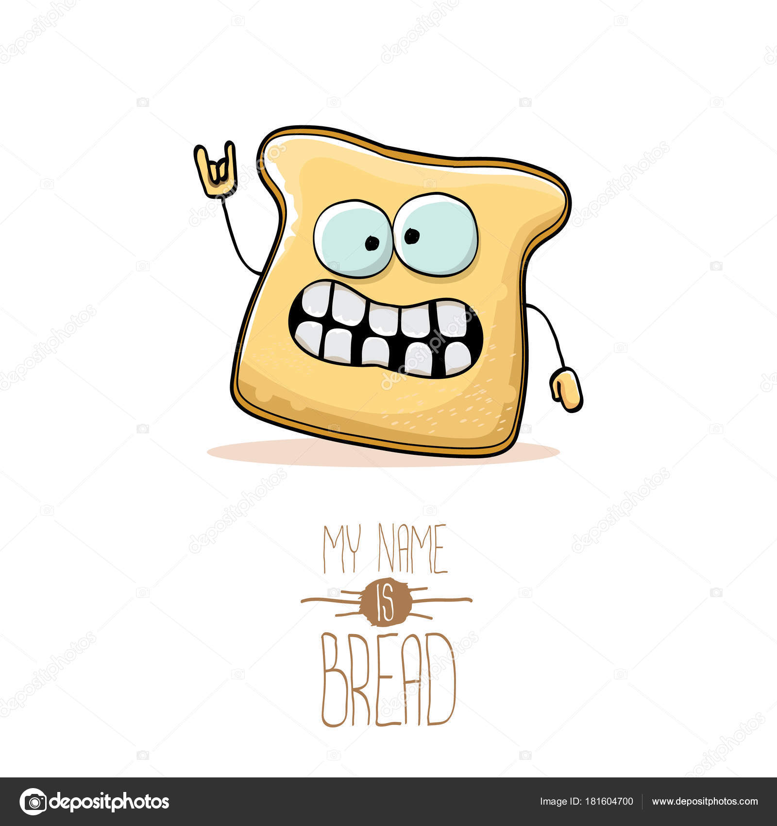 Vector funny cartoon cute sliced bread character isolated on white