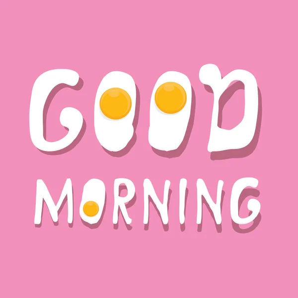 Ilustrasi vektor telur goreng. Selamat pagi konsep. telur ayam goreng sarapan dengan kuning telur oranye di tengah telur goreng berbaring di latar belakang merah muda . - Stok Vektor