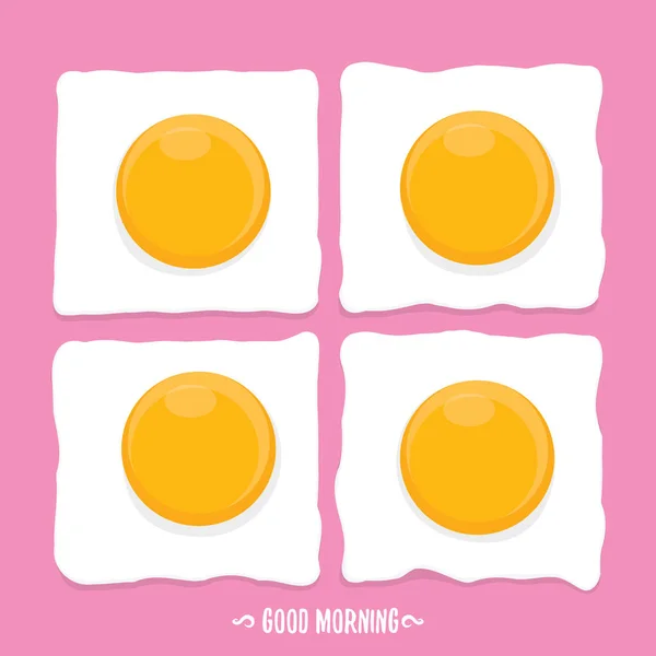 Illustration vectorielle des œufs frits. Bonjour, concept. petit déjeuner oeuf de poulet frit avec un jaune d'orange au centre de l'oeuf frit plat ponte sur fond rose . — Image vectorielle