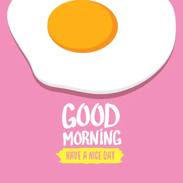 Ilustração vetorial do ovo frito. Bom dia conceito. pequeno-almoço ovo de frango frito com uma gema de laranja no centro da postura plana ovo frito no fundo rosa . — Vetor de Stock