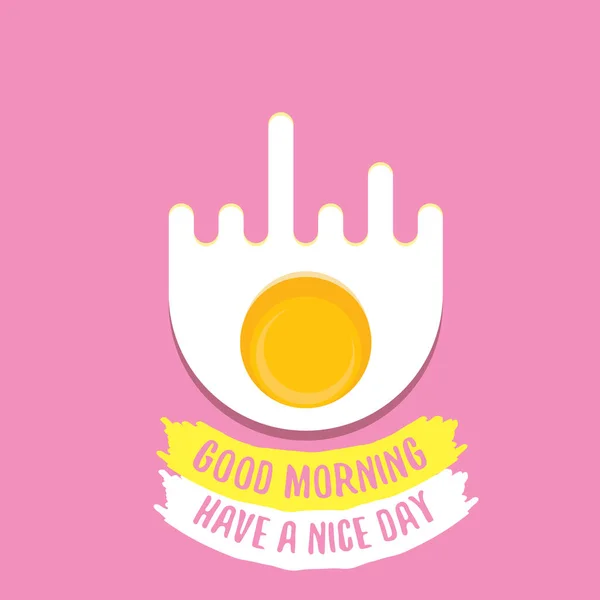 Spiegelei-Vektorillustration. Guten Morgen. Frühstück gebratenes Hühnerei mit einem orangefarbenen Eigelb in der Mitte der Spiegelei flach auf rosa Hintergrund legen. — Stockvektor