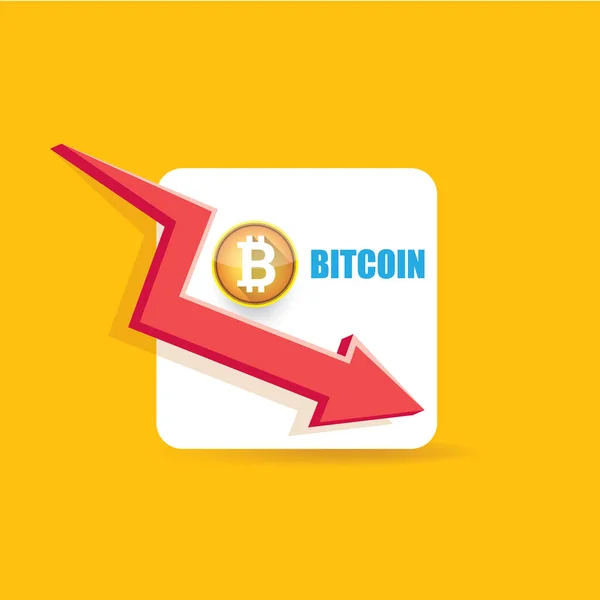 ベクトル bitcoin 市場のクラッシュは、オレンジ色の背景にグラフ。Bitcoin 誇大広告概念ベクトル illusrtation 空白 fo 本文。bitcoin の減価償却費. — ストックベクタ
