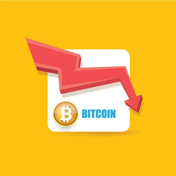 Vektor bitcoin piaci összeomlás grafikon háttér. Bitcoin hype koncepció vektor illusrtation üres hely fo szöveggel. bitcoin értékcsökkenése. — Stock Vector