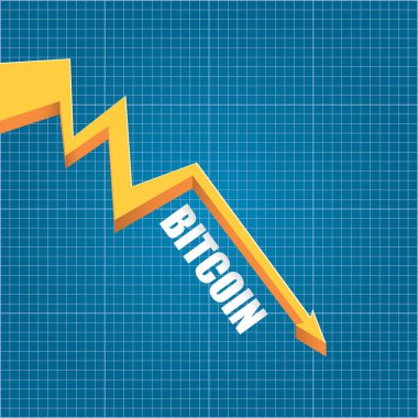 vektör bitcoin pazar kazasında grafik blueprint arka plan üzerinde. Bitcoin hype kavramı vektör illusrtation boşluk fo metin ile. Amortisman bitcoin. Bitcoin fiyat düşer