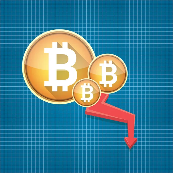 Vecteur Bitcoin marché crash graphique sur fond de plan. Illustration vectorielle de concept de battage médiatique Bitcoin avec espace vide fo texte. dépréciation de Bitcoin. Bitcoin Baisses de prix — Image vectorielle