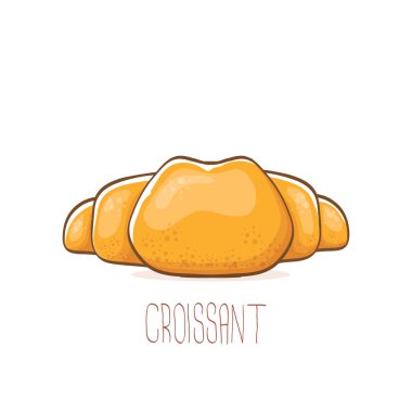 Beyaz arka plan üzerinde izole vektör karikatür kruvasan kutsal kişilerin resmi. vektör el yapımı ekmek logo tasarımı