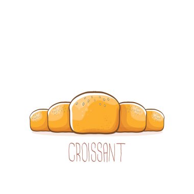 Beyaz arka plan üzerinde izole vektör karikatür kruvasan kutsal kişilerin resmi. vektör el yapımı ekmek logo tasarımı