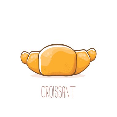 Beyaz arka plan üzerinde izole vektör karikatür kruvasan kutsal kişilerin resmi. vektör el yapımı ekmek logo tasarımı