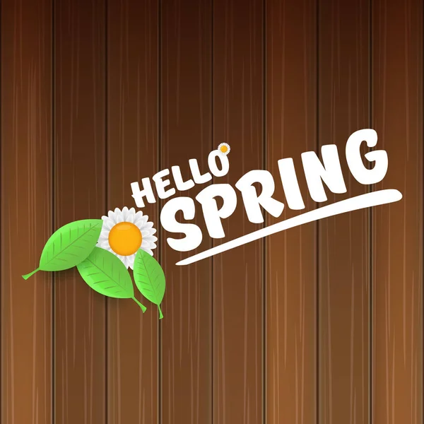 Vektor Ahoj jaro banner s textem a květiny. Ahoj jaro slogan nebo popisek izolované na pozadí — Stockový vektor
