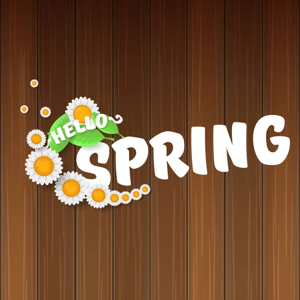 Vektor Ahoj jaro banner s textem a květiny. Ahoj jaro slogan nebo popisek izolované na pozadí — Stockový vektor