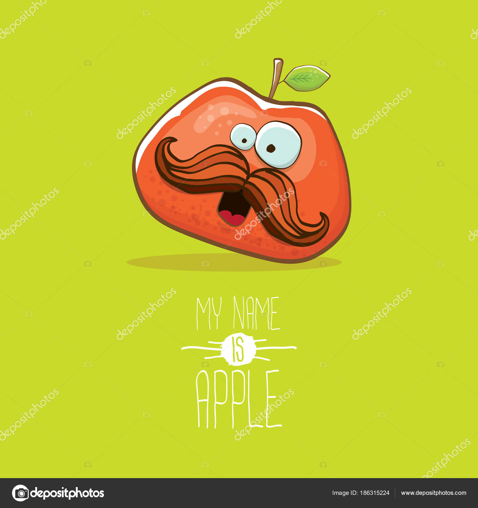 Vecteur Drole Dessin Anime Mignon Pomme Rouge Personnage Isole Sur Fond Vert Je M Appelle Apple Vector Concept Caractere Alimentaire Fruit Super Funky Image Vectorielle Par Zm1ter C Illustration