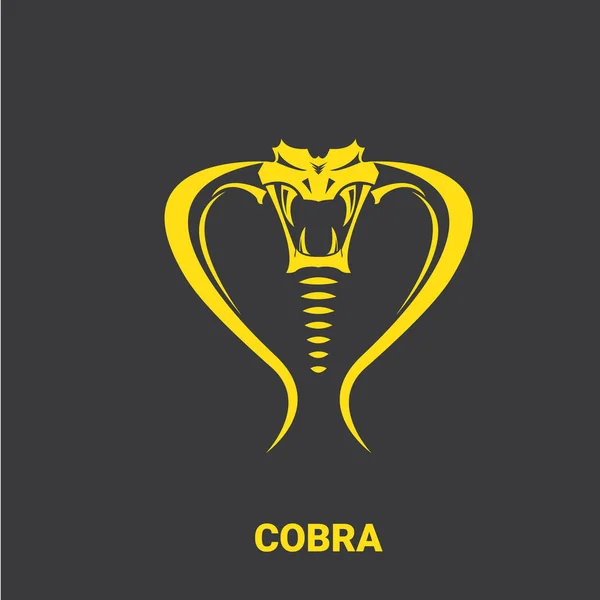 Vector gevaarlijke cobra slang hoofd met kap logo ontwerpsjabloon. gevaar king cobra pictogram. Viper oranje silhouet geïsoleerd — Stockvector