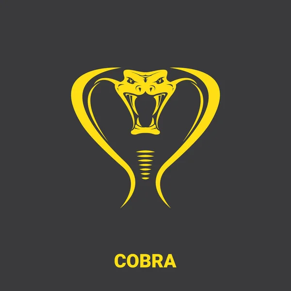 Vector peligroso cabeza de serpiente cobra con la plantilla de diseño del logotipo de la capucha. Peligro rey cobra icono. silueta naranja víbora aislada — Vector de stock