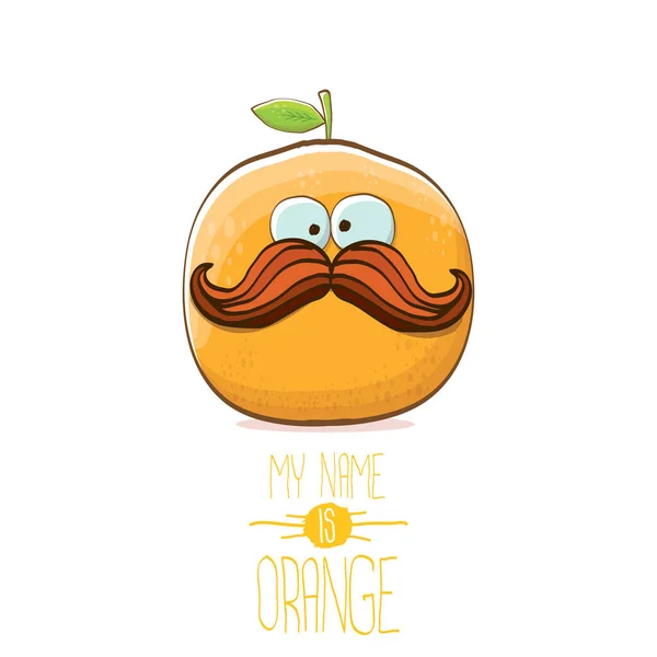 เวกเตอร์ตลกการ์ตูนตัวละครสีส้มน่ารักแยกจากพื้นหลังสีขาว ชื่อของผมคือแนวคิดเวกเตอร์สีส้ม ซุปเปอร์ฟังกี้ผลไม้รสเปรี้ยวตัวละครอาหารฤดูร้อน — ภาพเวกเตอร์สต็อก