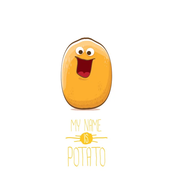재미 있는 만화 귀여운 작은 감자 문자 흰색 배경에 고립 된 벡터. 내 이름은 감자 벡터 개념 그림. — 스톡 벡터