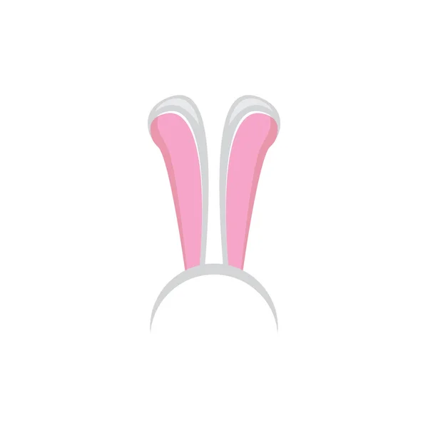 Masque funky lapin de Pâques blanc avec oreilles de lapin isolé sur fond blanc. vecteur Masque de fête de Pâques enfants — Image vectorielle