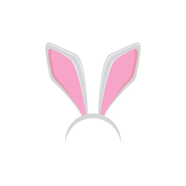 Masque funky lapin de Pâques blanc avec oreilles de lapin isolé sur fond blanc. vecteur Masque de fête de Pâques enfants — Image vectorielle