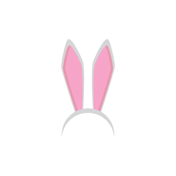 Masque funky lapin de Pâques blanc avec oreilles de lapin isolé sur fond blanc. vecteur Masque de fête de Pâques enfants — Image vectorielle