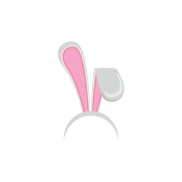 Masque funky lapin de Pâques blanc avec oreilles de lapin isolé sur fond blanc. vecteur Masque de fête de Pâques enfants — Image vectorielle