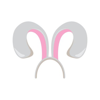 Beyaz Paskalya bunny funky maske beyaz arka plan üzerinde izole tavşan kulaklı. Çocukları Paskalya parti maskesi vektör