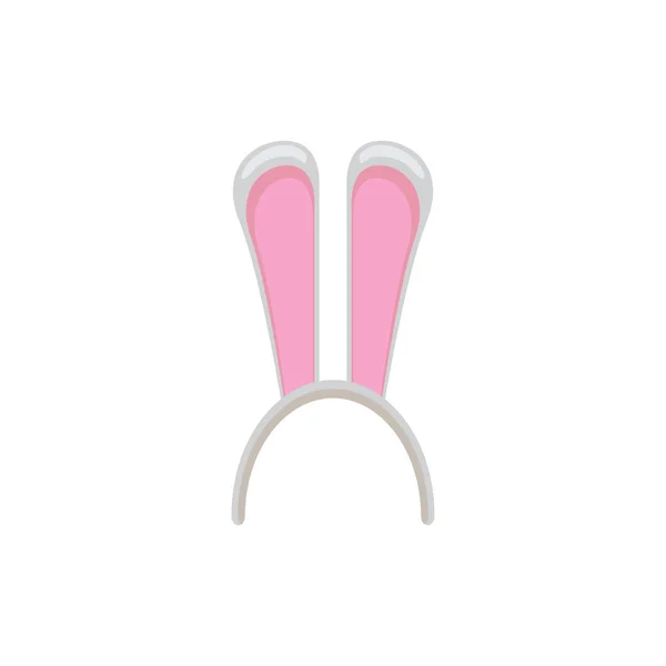 Blanco pascua conejito funky máscara con orejas de conejo aislado sobre fondo blanco. vector Niños máscara fiesta de Pascua — Vector de stock
