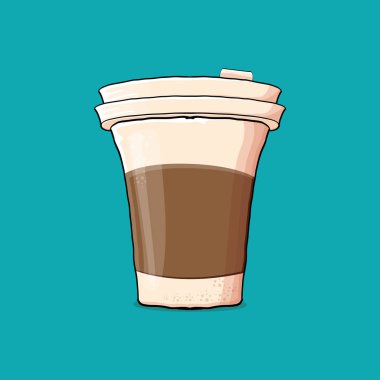 Kahve fincanı turkuaz arka plan üzerinde izole. Kağıt rengi kahve sıcak kahve ve renk etiket ile vektör