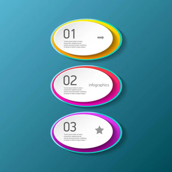 I banner di carta di progresso moderni a colori vettoriali con tre opzioni o passaggi possono essere utilizzati per infografiche aziendali, banner numerati o layout del sito Web — Vettoriale Stock