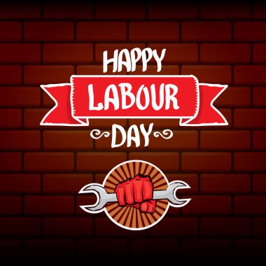 1 Mayıs - mutlu İşçi Bayramı. mutlu İşçi Bayramı posteri veya başlığı yumruk el ile vektör. işçi günü poster. İşçi Bayramı etiketi