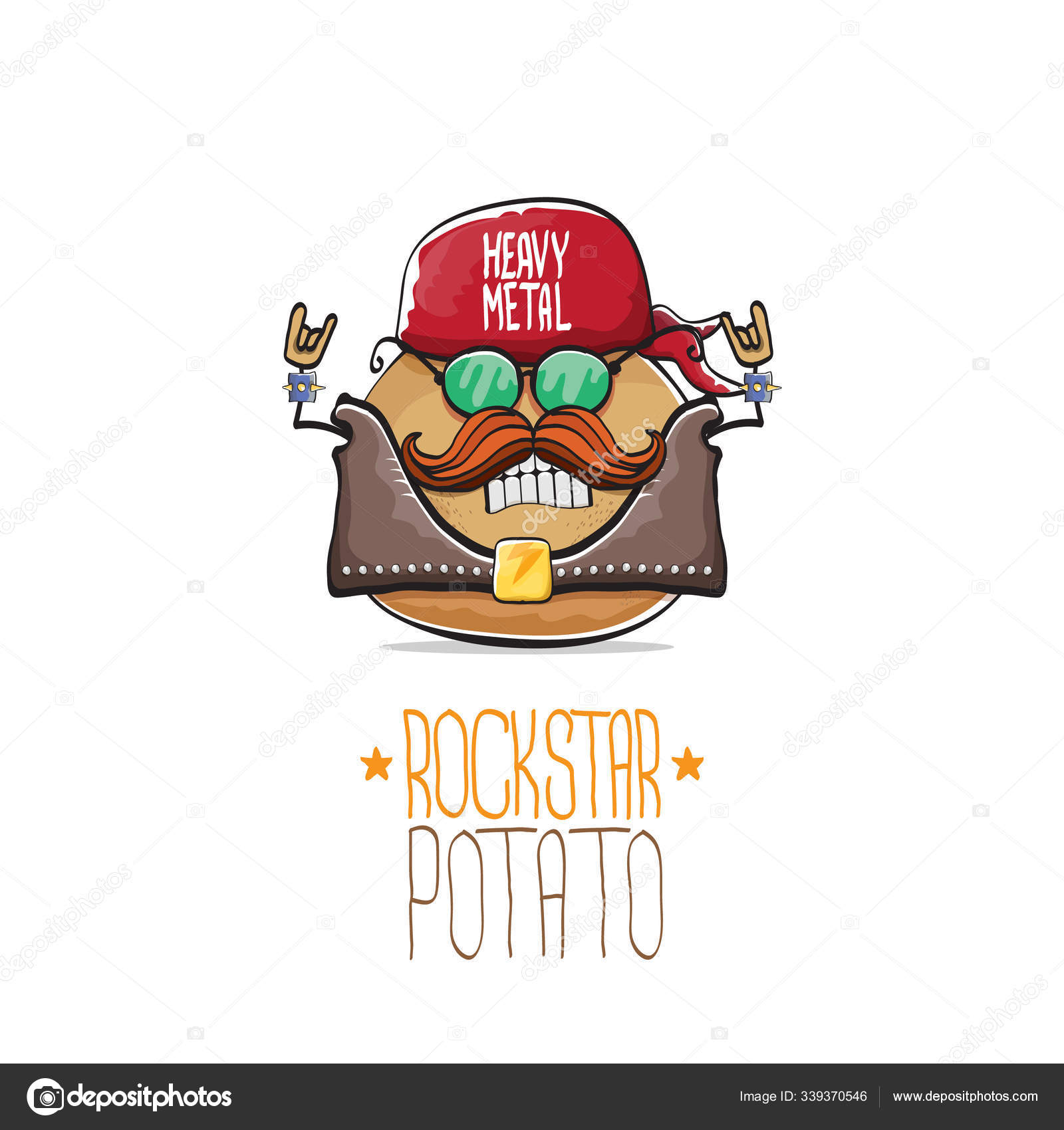 Vector rock star potato funny cartoon cute character with bandana, leather jacket, sunglasses and moustache isolated on white background. rock n roll hipster vegetable funky character Stock Vector Image by ©zm1ter #339370546 Vector rock star potato funny cartoon cute character with bandana, leather jacket, sunglasses and moustache isolated on white background. rock n roll hipster vegetable funky character Stock Vector Image by ©zm1ter #339370546