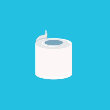 Toilet Paper isolated on blue background. Vector white toilet paper roll sign or icon