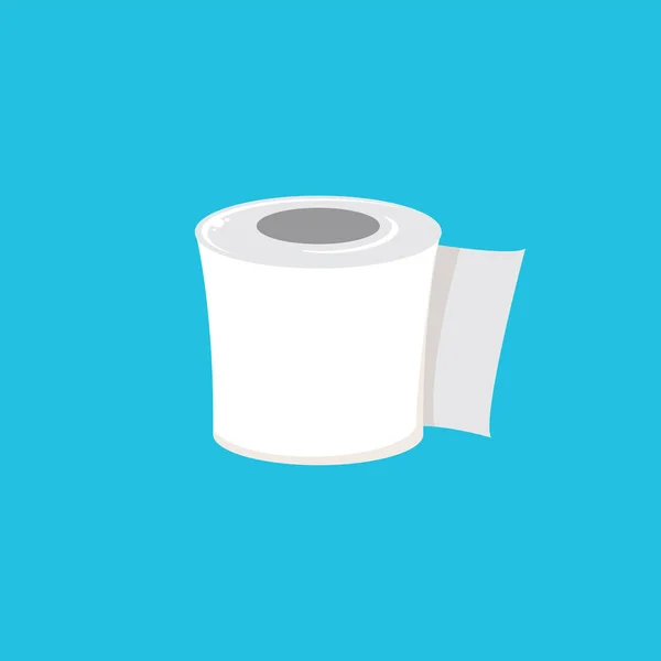 Toiletpapier geïsoleerd op blauwe achtergrond. Vector wit wc-papier roll teken of pictogram — Stockvector