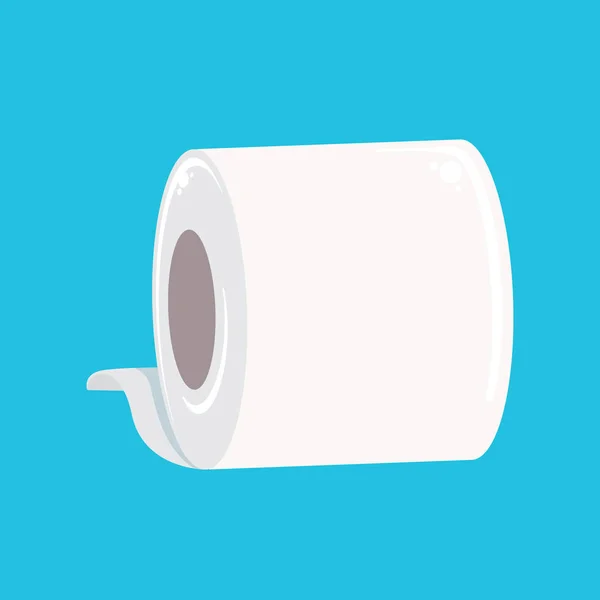 Toiletpapier geïsoleerd op blauwe achtergrond. Vector wit wc-papier roll teken of pictogram — Stockvector