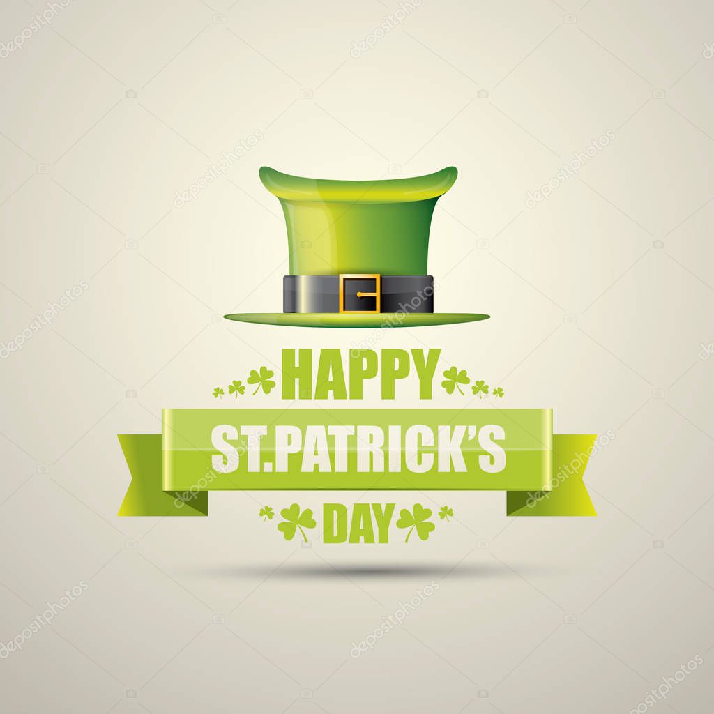 vector saint patricks day label with green hat