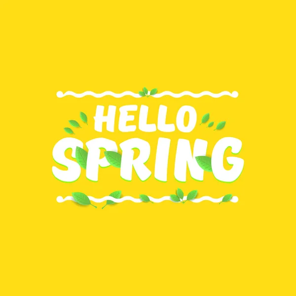 Vektor Hallo Frühling geschnitten Papierbanner mit Text und Blumen. Hallo Frühling Slogan oder Etikett isoliert auf orange — Stockvektor