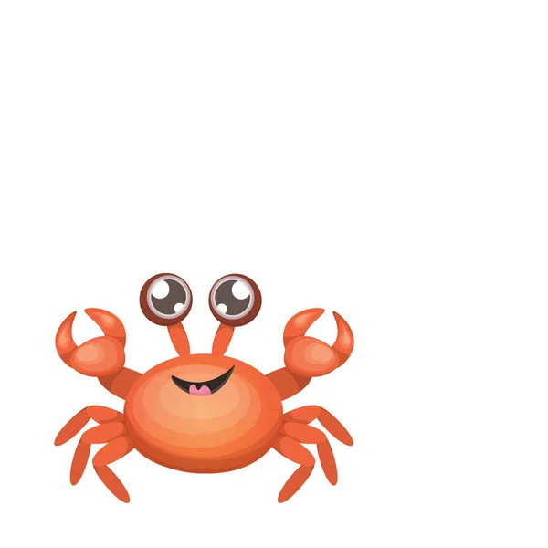 Personaje de cangrejo rojo de dibujos animados con garras aisladas en fondo blanco. Signo de animal acuático. Icono o logotipo de mariscos — Vector de stock