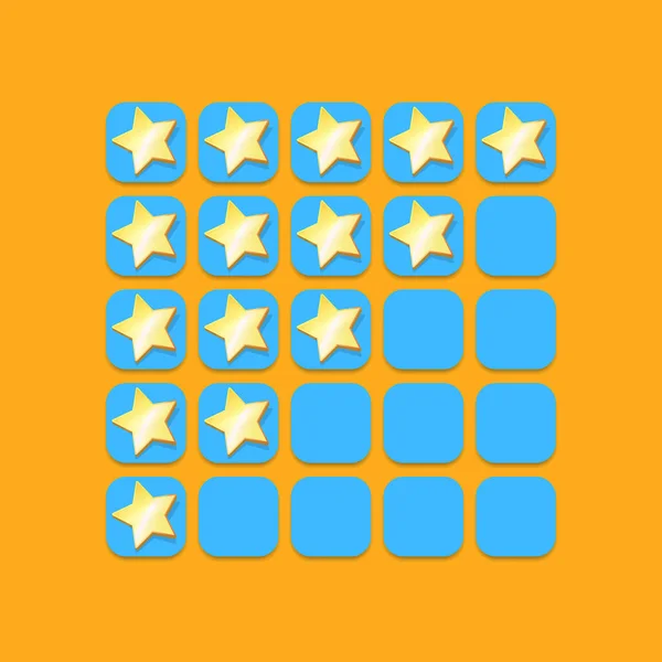 5 hvězdičková ikona nastavena. hodnocení systému zpětné vazby klientů s kreslenými hvězdami. funky Rate us web page design template — Stockový vektor