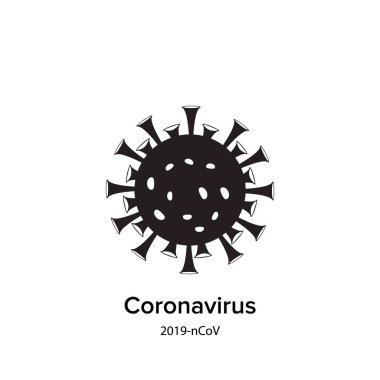 Coronavirus simgesi beyaz arkaplanda izole edildi. Virüs silueti