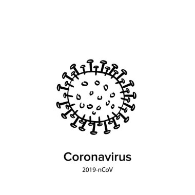 Coronavirus simgesi beyaz arkaplanda izole edildi. Virüs silueti
