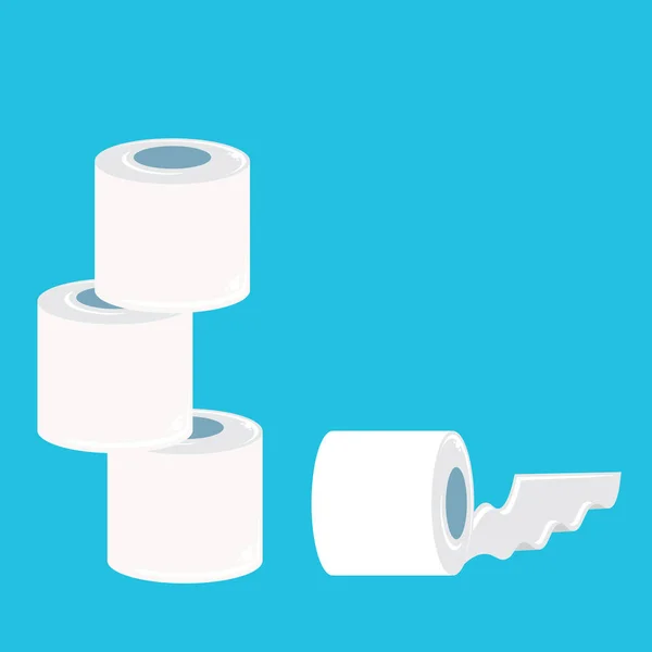 Pile de papier toilette isolé sur fond bleu. Déficit de l'illustration du concept de papier hygiénique Concept d'auto-isolation — Image vectorielle