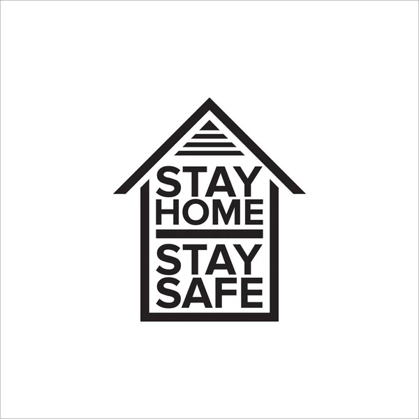 Stay home stay safe slogan with house. Self isolation concept illustration icon with abstract home isolated on white background — Stock Vector