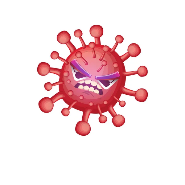 Vektorová covid-19 virus román coronavirus 2019-nCoV kreslený postava izolované na bílém pozadí. Jmenuji se Koronavirus koncept iilustrace. Mikrobuněčná ikona červeného viru. — Stockový vektor