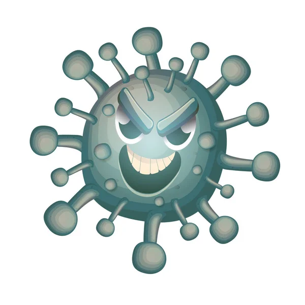 Vektor covid-19 vírus új coronavirus 2019-nCoV rajzfilm karakter izolált fehér alapon. A nevem Coronavirus koncepció iilustration. Szürke vírus sejt mikroba ikon. — Stock Vector