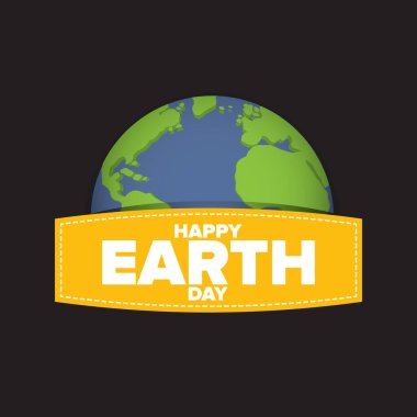 Dünya Günü tebrik kartı ya da kara uzaydaki dünya küresinin olduğu pankart. Vector World Earth Day konsepti. Siyah arka planda izole edilmiş gezegen çizimi.