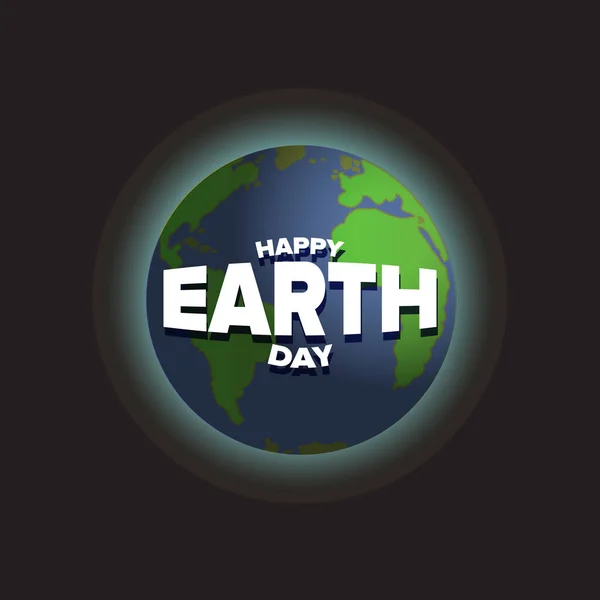 Grußkarte oder Banner zum Welttag mit Erdkugel im schwarzen Raum. Vector World Earth Day Konzept Illustration mit Planeten isoliert auf schwarzem Hintergrund — Stockvektor