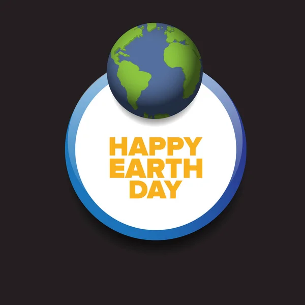 Grußkarte oder Banner zum Welttag mit Erdkugel im schwarzen Raum. Vector World Earth Day Konzept Illustration mit Planeten isoliert auf schwarzem Hintergrund — Stockvektor