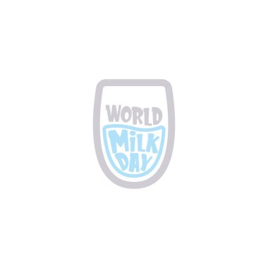 vektör süt günü taslak biçim simgesi ya da etiketini beyaz arkaplanda izole etti. Süt Günü poster tasarımı şablonu. Süt bardaklı süt günü logosu