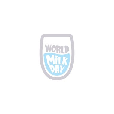 vektör süt günü taslak biçim simgesi ya da etiketini beyaz arkaplanda izole etti. Süt Günü poster tasarımı şablonu. Süt bardaklı süt günü logosu