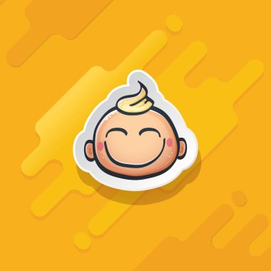 Çizgi filmlerdeki sevimli el çizimleri turuncu arka planda izole edilmiş komik çocuk yüzü, saçı olan çizgi filmlerdeki mutlu çocuklar. 1 Haziran uluslararası çocuk günü geçmişi küçük gülümseyen erkek çocuk simgesi ya da etiketiyle