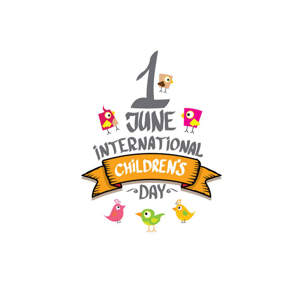 1 июня международный день икона или этикетка детского дня изолированы на белом фоне. поздравительные открытки на день детей. Плакат детского дня. Баннер Дня защиты детей
