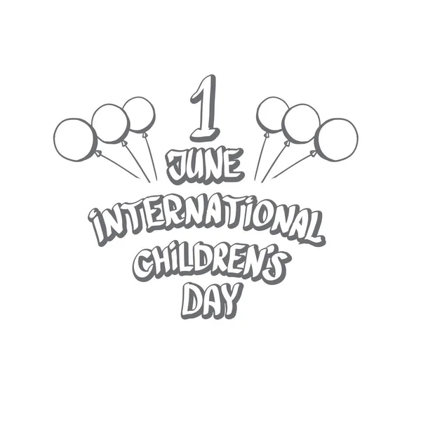 Ikone oder Etikett für den Internationalen Kindertag am 1. Juni auf weißem Hintergrund. Glückliche Glückwunschkarte zum Kindertag. Kindertag-Plakat. Banner zum Kindertag — Stockvektor